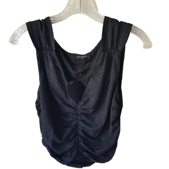 Crop Top Black, White Polka Dot Date Night Top - Picture 4 of 4